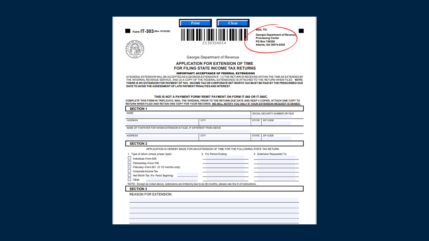 IT 303 Georgia Tax Extension Form